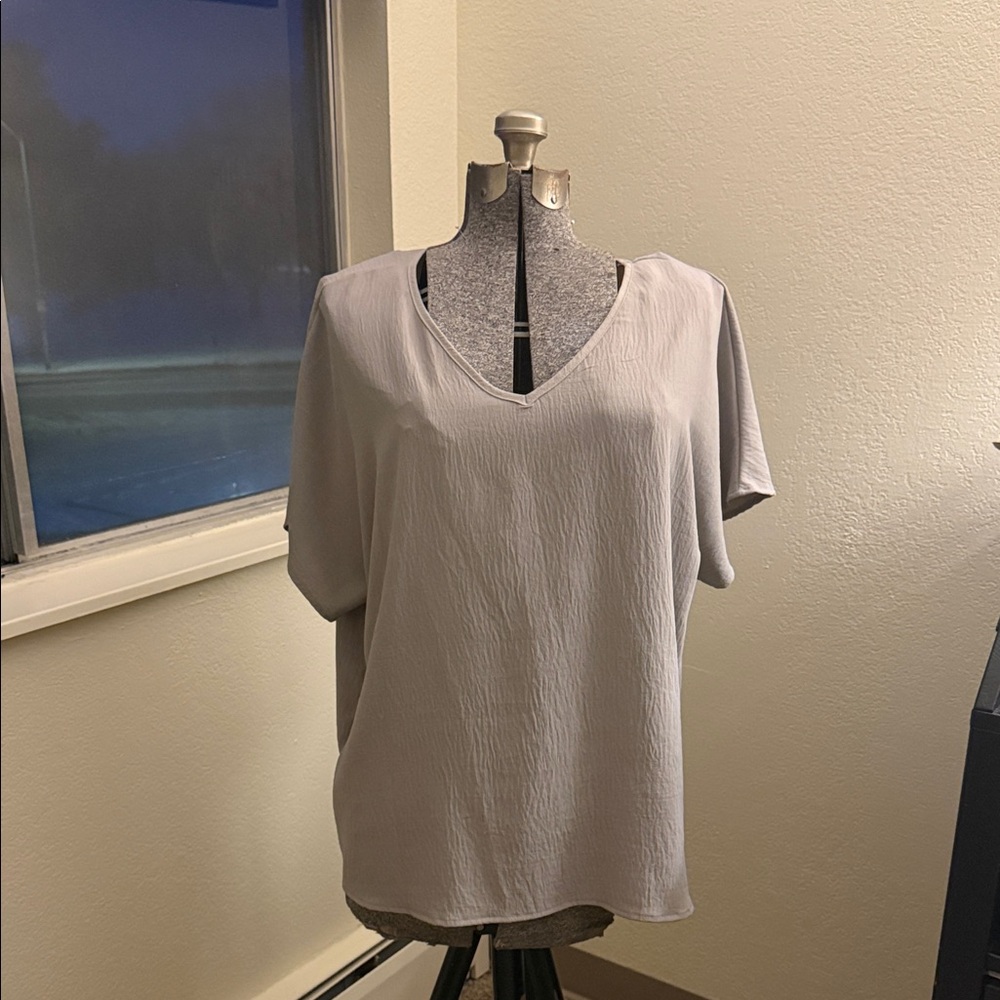 Elegant Gray V-Neck Women's Dress Top